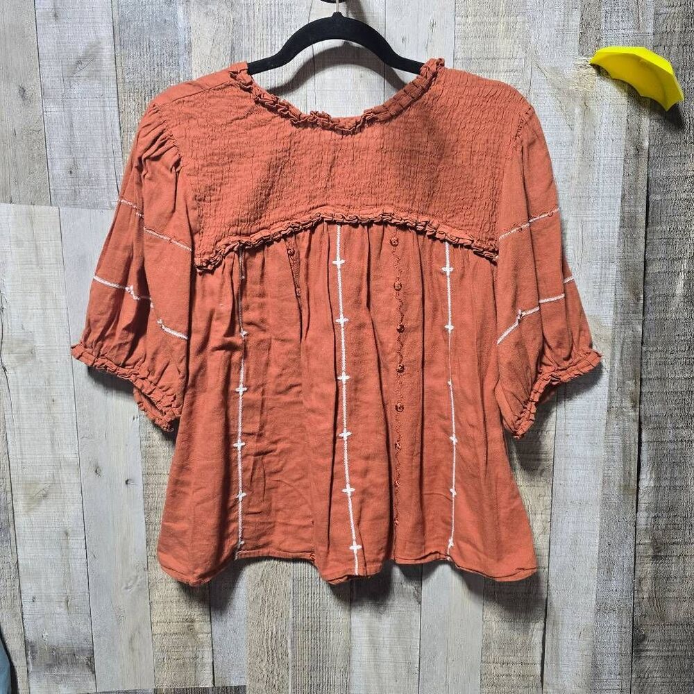 Bohme Rust Blouse with Ivory Details